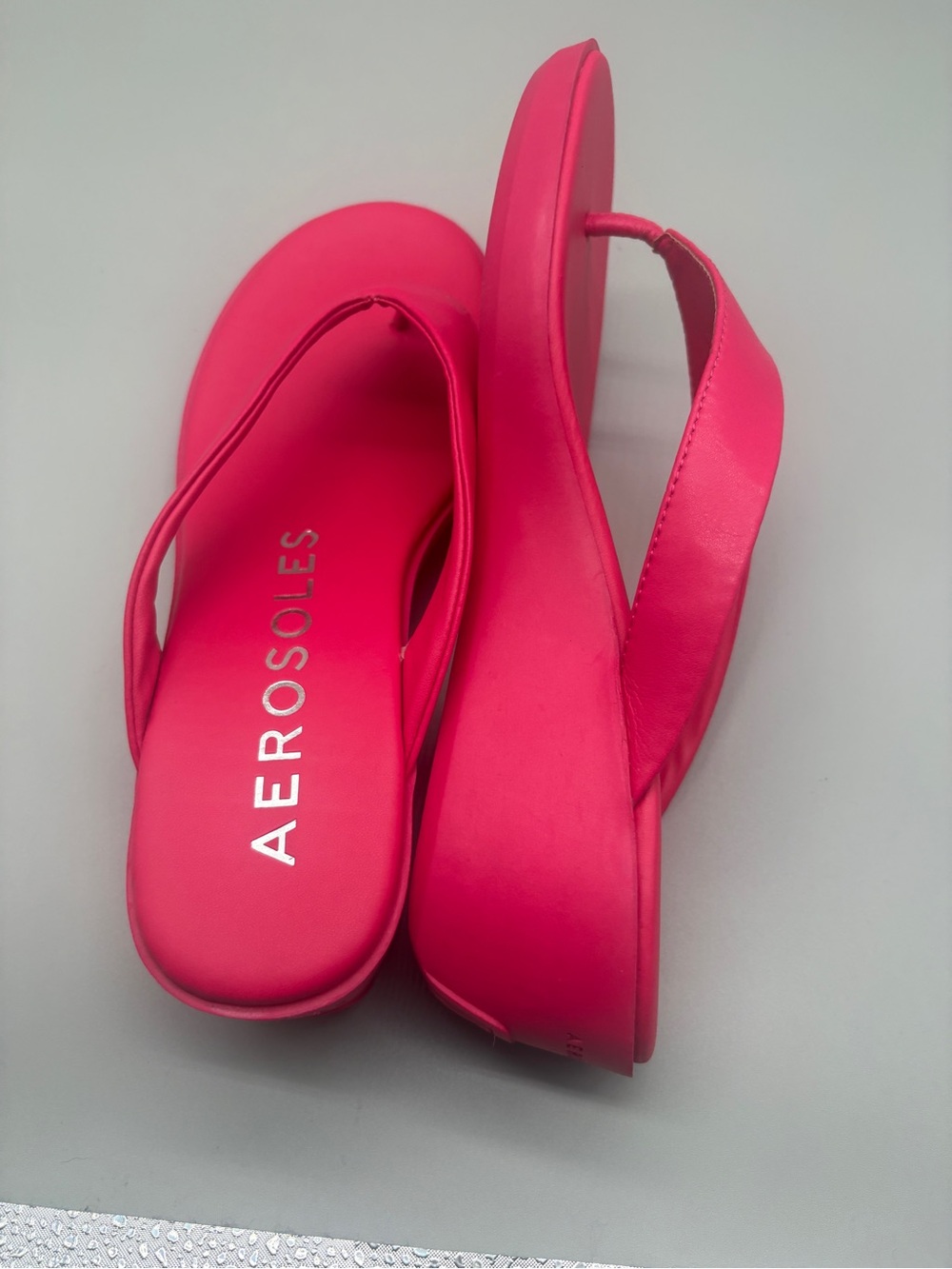 AEROSOLES Hot Pink Wedge Flip Flop Sandals